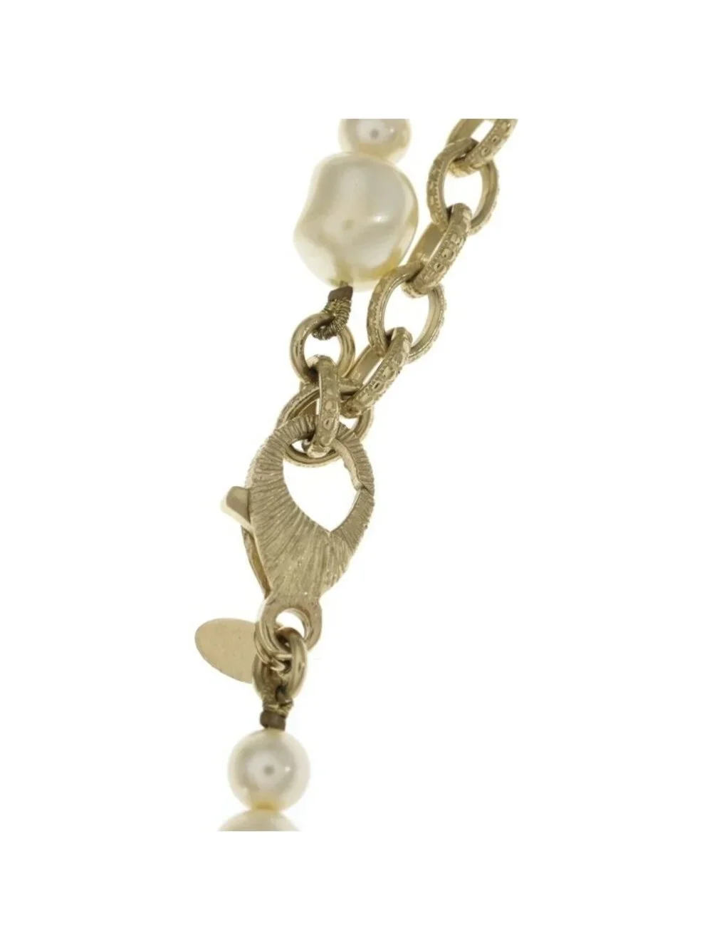 Chanel CC Logo Pearl Necklace White Gold